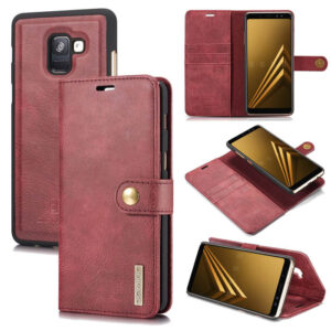 DG.MING Samsung Galaxy A8 Plus 2018 Wallet Magnetic Case Red
