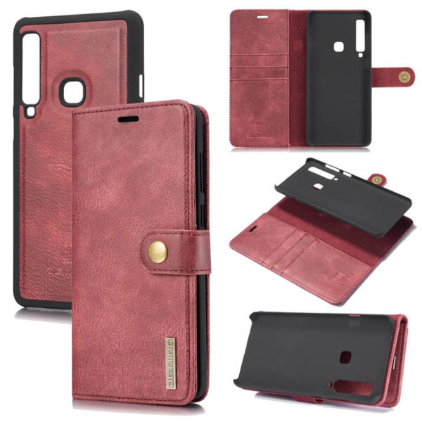 DG.MING Samsung Galaxy A9 2018/A9S Wallet Magnetic Case Red