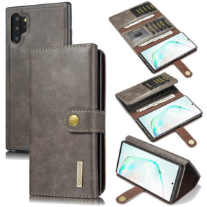 DG.MING Samsung Galaxy Note 10 Plus Wallet Stand Split Leather Case Gray