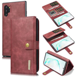 DG.MING Samsung Galaxy Note 10 Plus Wallet Stand Split Leather Case Red