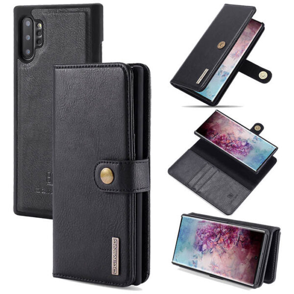 DG.MING Samsung Galaxy Note 10 Plus Wallet Magnetic Split Leather Case Black