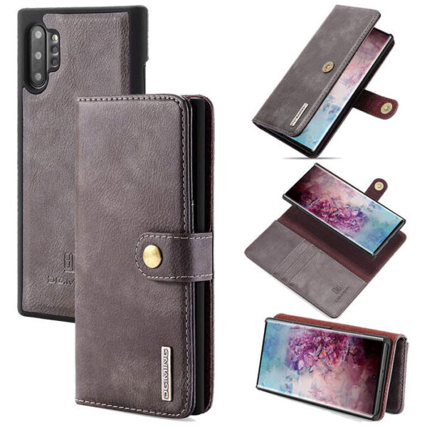 DG.MING Samsung Galaxy Note 10 Wallet Magnetic Split Leather Case Gray