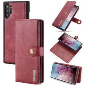 DG.MING Samsung Galaxy Note 10 Plus Wallet Magnetic Split Leather Case Red