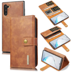 DG.MING Samsung Galaxy Note 10 Wallet Stand Split Leather Case Brown