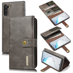 DG.MING Samsung Galaxy Note 10 Wallet Stand Split Leather Case Gray