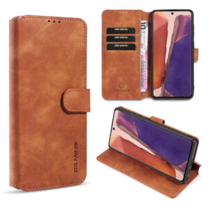 DG.MING Samsung Galaxy Note 20 Wallet Stand Case Brown