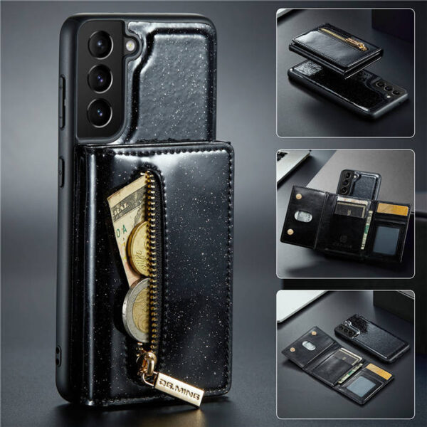DG.MING Samsung Galaxy S21 FE Magnetic 2 in 1 Wallet Case