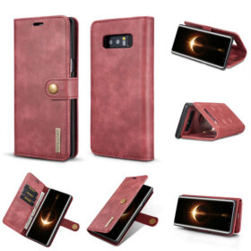 DG.MING Samsung Galaxy Note 8 Wallet Magnetic Split Leather Case Red