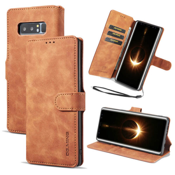 DG.MING Samsung Galaxy Note 8 Wallet Stand Magnetic Case Brown