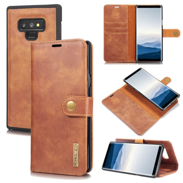 DG.MING Samsung Galaxy Note 9 Wallet Magnetic Split Leather Case Brown