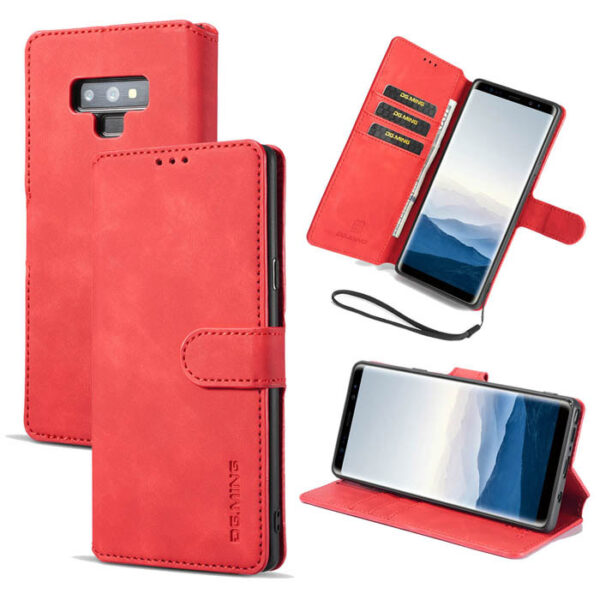 DG.MING Samsung Galaxy Note 9 Wallet Stand Magnetic Case Red
