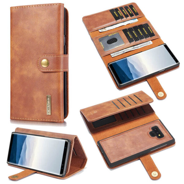 DG.MING Samsung Galaxy Note 9 Wallet Stand Split Leather Case Brown
