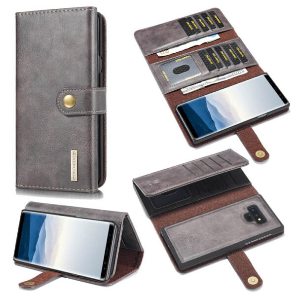DG.MING Samsung Galaxy Note 9 Wallet Stand Split Leather Case Gray