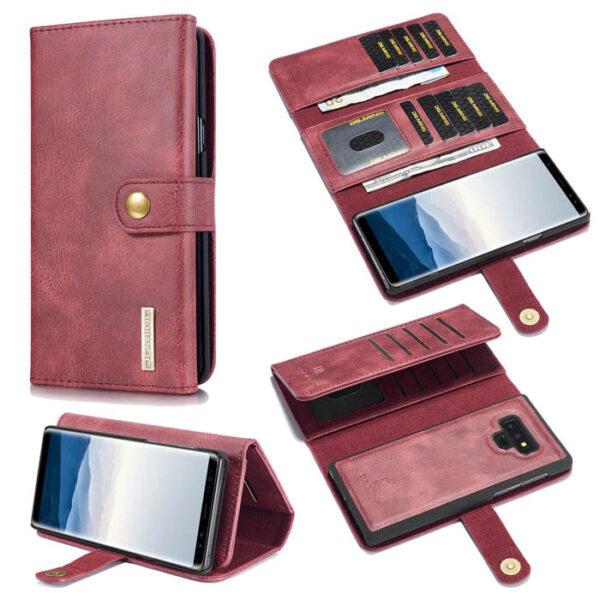 DG.MING Samsung Galaxy Note 9 Wallet Stand Split Leather Case Red