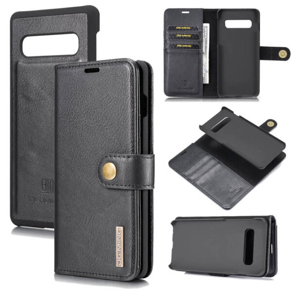DG.MING Samsung Galaxy S10 Wallet Magnetic Split Leather Case Black