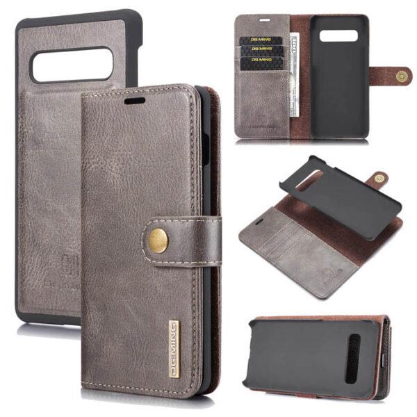 DG.MING Samsung Galaxy S10 Wallet Magnetic Split Leather Case Gray