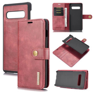 DG.MING Samsung Galaxy S10 Wallet Magnetic Split Leather Case Red