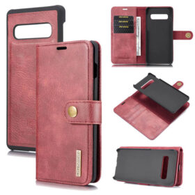 DG.MING Samsung Galaxy S10 Plus Wallet Magnetic Split Leather Case Red