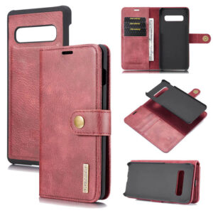 DG.MING Samsung Galaxy S10 Plus Wallet Magnetic Split Leather Case Red