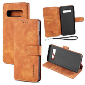 DG.MING Samsung Galaxy S10 Plus Wallet Stand Magnetic Case Brown