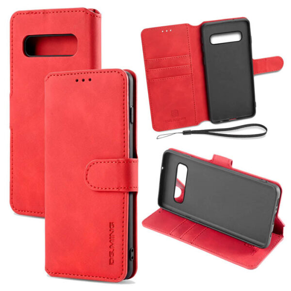 DG.MING Samsung Galaxy S10 Plus Wallet Stand Magnetic Case Red