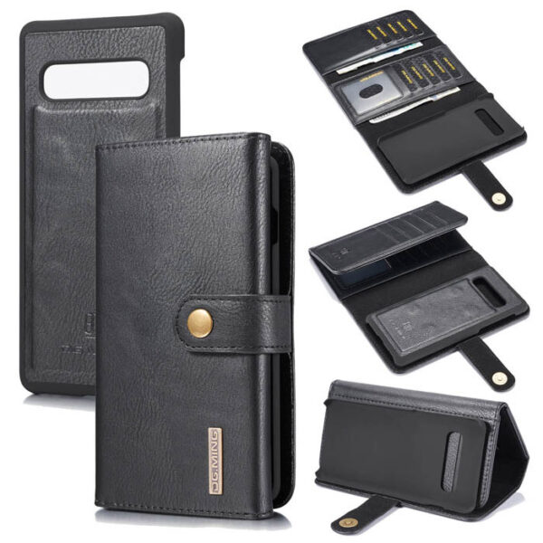 DG.MING Samsung Galaxy S10 Plus Wallet Stand Split Leather Case Black