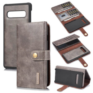 DG.MING Samsung Galaxy S10 Plus Wallet Stand Split Leather Case Gray