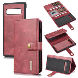 DG.MING Samsung Galaxy S10 Plus Wallet Stand Split Leather Case Red