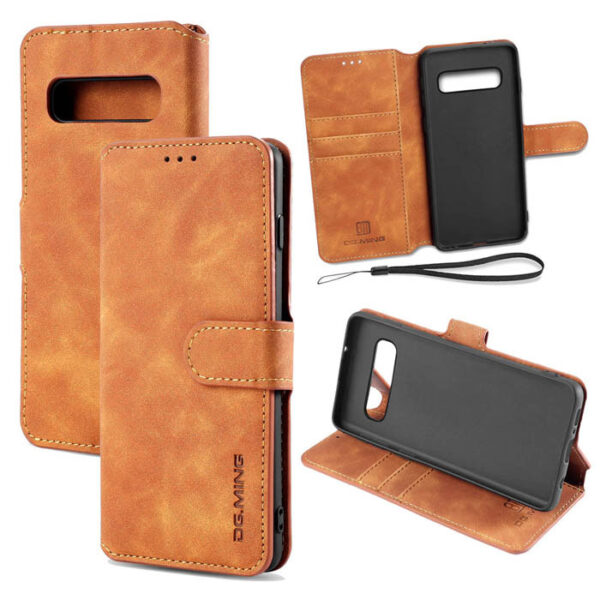 DG.MING Samsung Galaxy S10 Wallet Stand Magnetic Case Brown