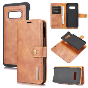 DG.MING Samsung Galaxy S10e Wallet Magnetic Split Leather Case Brown