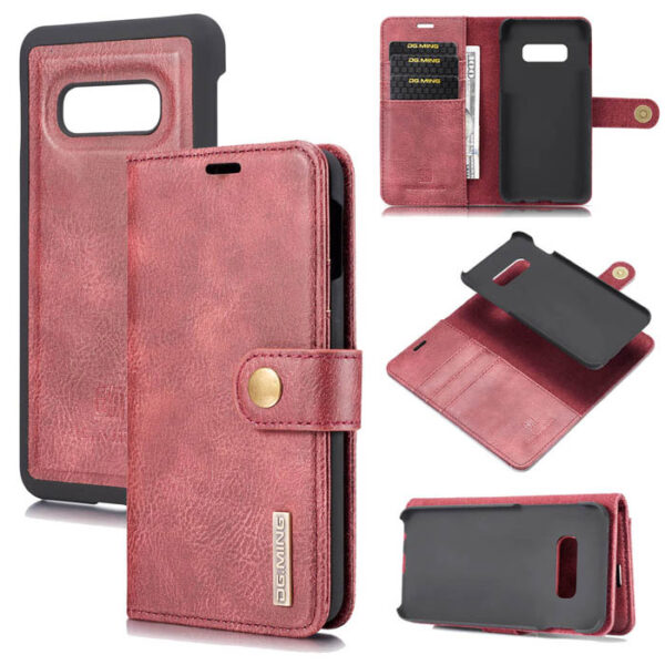 DG.MING Samsung Galaxy S10e Wallet Magnetic Split Leather Case Red