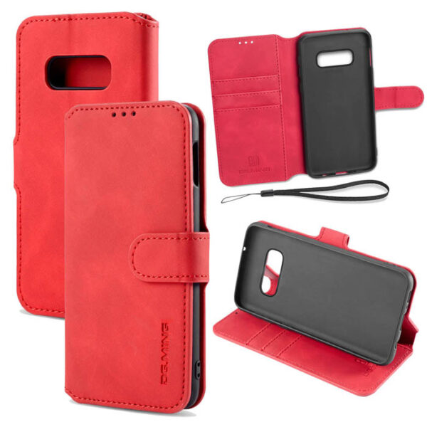 DG.MING Samsung Galaxy S10e Wallet Stand Magnetic Case Red