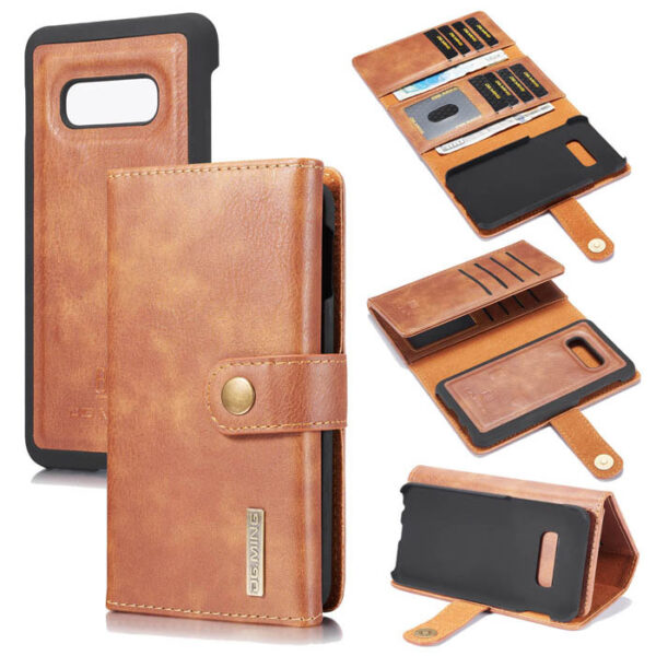 DG.MING Samsung Galaxy S10e Wallet Stand Split Leather Case Brown