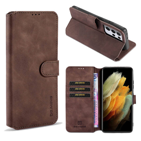 DG.MING Samsung Galaxy S21 Ultra Wallet Stand PU Leather Case