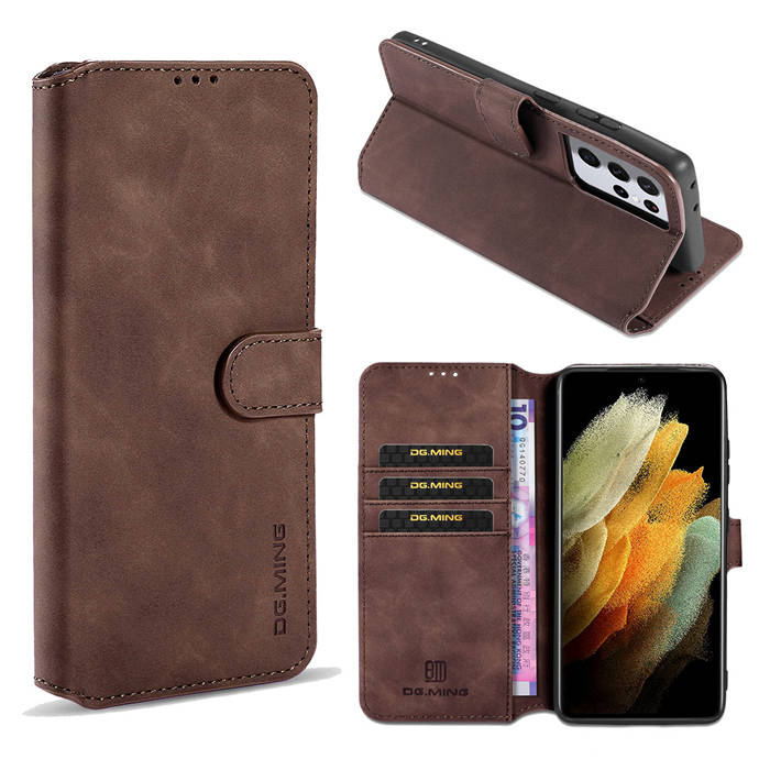 DG.MING Samsung Galaxy S21 Ultra Wallet Stand PU Leather Case - DG.MING ...
