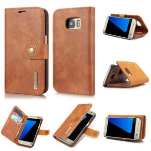 DG.MING Samsung Galaxy S7 Wallet Magnetic Split Leather Case Brown