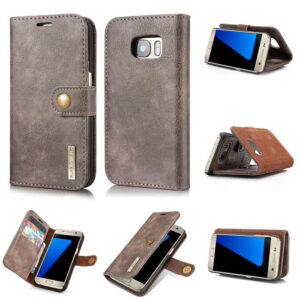 DG.MING Samsung Galaxy S7 Wallet Magnetic Split Leather Case Gray
