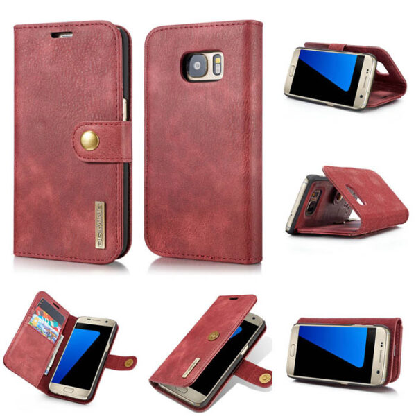DG.MING Samsung Galaxy S7 Wallet Magnetic Split Leather Case Red
