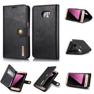 DG.MING Samsung Galaxy S7 Edge Wallet Magnetic Split Leather Case Black