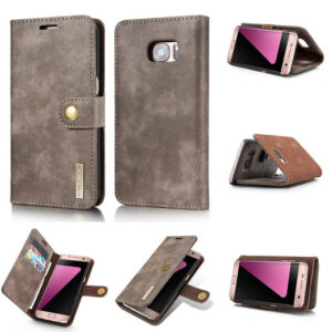 DG.MING Samsung Galaxy S7 Edge Wallet Magnetic Split Leather Case Gray