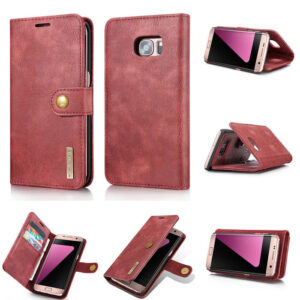 DG.MING Samsung Galaxy S7 Edge Wallet Magnetic Split Leather Case Red