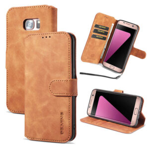 DG.MING Samsung Galaxy S7 Edge Wallet Stand Magnetic Case Brown