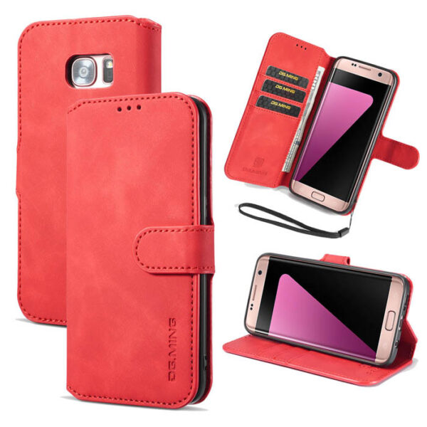 DG.MING Samsung Galaxy S7 Edge Wallet Stand Magnetic Case Red