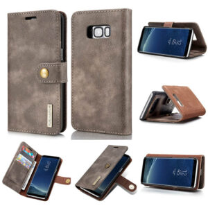 DG.MING Samsung Galaxy S8 Wallet Magnetic Split Leather Case Gray