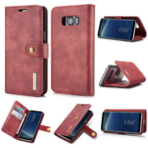 DG.MING Samsung Galaxy S8 Wallet Magnetic Split Leather Case Red