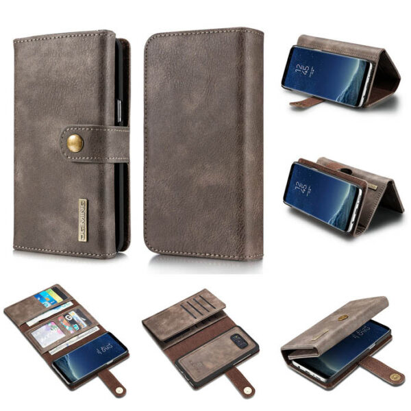 DG.MING Samsung Galaxy S8 Plus Wallet Stand Split Leather Case Gray