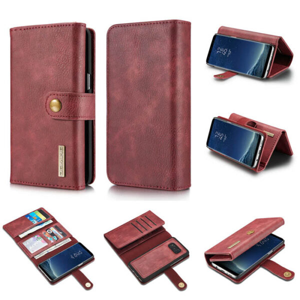 DG.MING Samsung Galaxy S8 Wallet Stand Split Leather Case Red