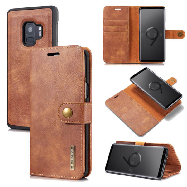 DG.MING Samsung Galaxy S9 Wallet Magnetic Case Brown