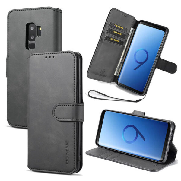 DG.MING Samsung Galaxy S9 Plus Wallet Stand Magnetic Case Black