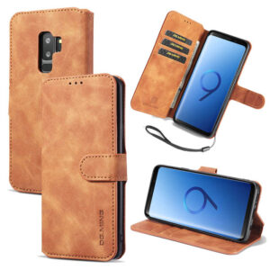 DG.MING Samsung Galaxy S9 Plus Wallet Stand Magnetic Case Brown